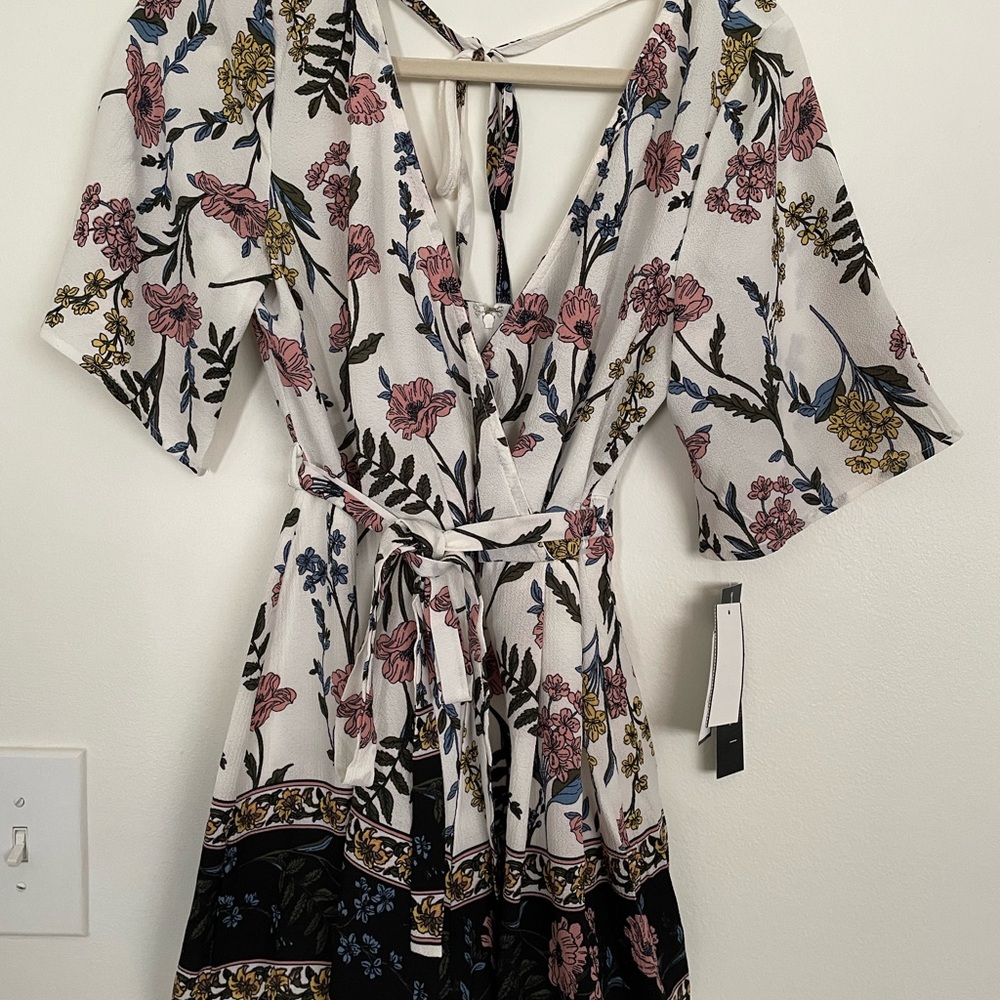 Floral Wrap Dress/Romper with Tie Waist